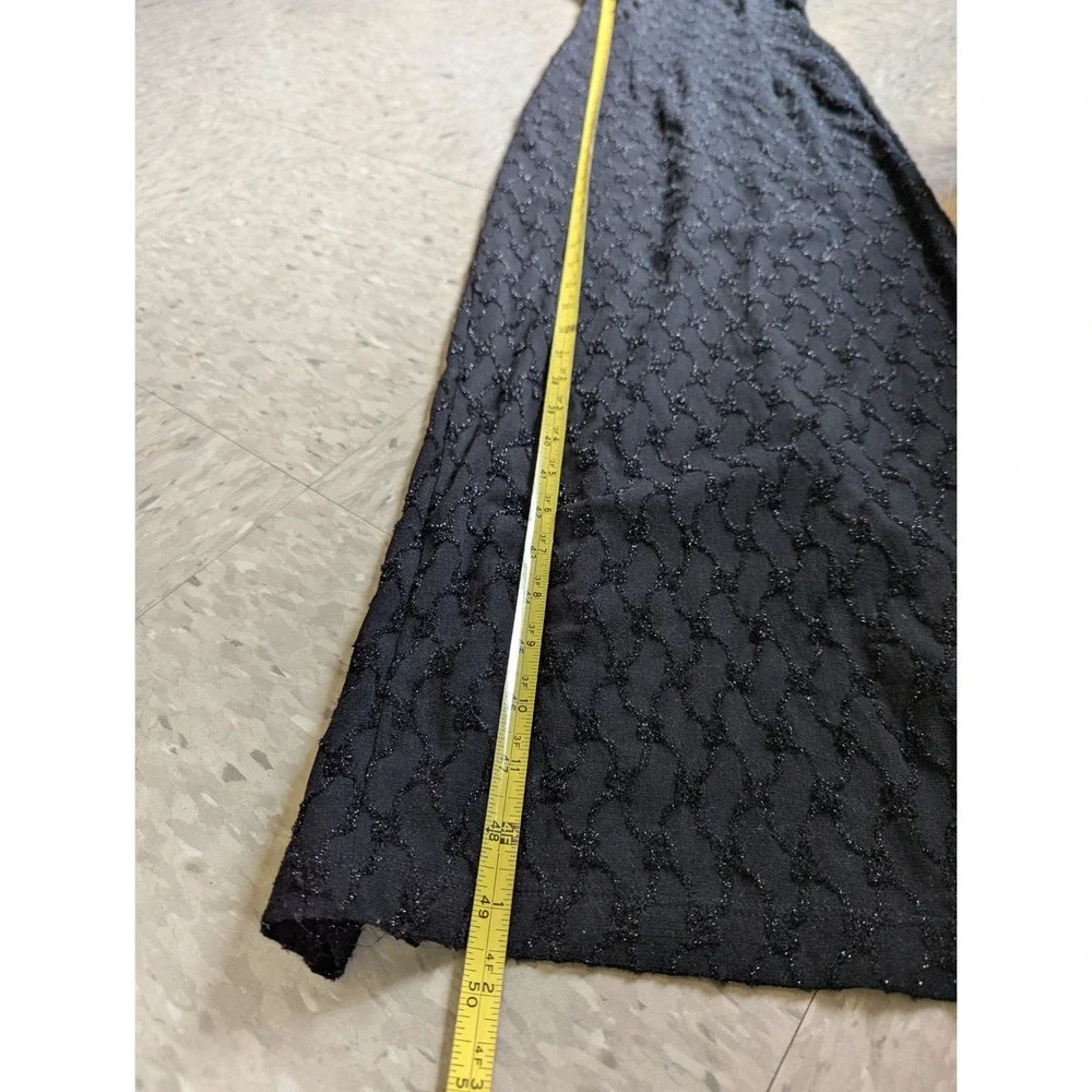 Up Front Vintage 90s Black Textured Nylon Bodycon Maxi Dress Indie Sleaze Small - Picture 6 of 10